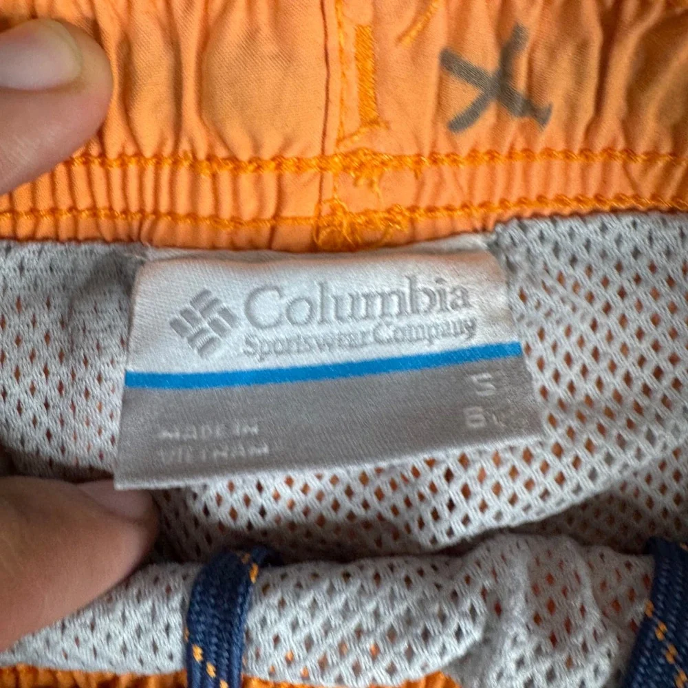 Columbia Shorts Mens Size S Orange Swim Trunks Mesh Lined Tropical Pocket Casual